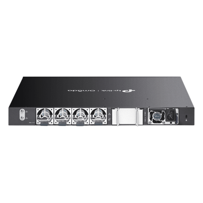 TP-LINK - Switch Gestionado L3+ / 26 Puertos SFP+ 10G / 6 Puertos SFP28 10G/5G / 820 Gbps Capacidad Conmutación / Apilamiento 4 Unidades / Redundancia PSU