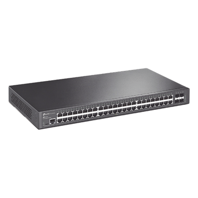 TP-LINK - Switch Administrable Gigabit / 48 Puertos RJ45 / 4 Puertos SFP 1G / 104 Gbps / Sin Ventilador / PoE No Incluido