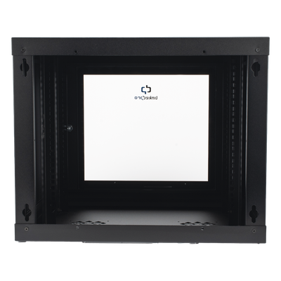 LINKEDPRO - Gabinete de Pared 9U / 19" Rack / Cristal Templado / 455 mm Profundidad (1.49 ft) / Acero Reforzado / 80 kg Carga