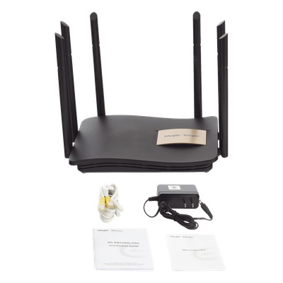 RUIJIE - Router Inalámbrico / Wi-Fi 5 / Dual Band 2.4 y 5 GHz / 4 Puertos Gigabit / 6 Antenas 6 dBi / 1,267 Mbps / 96 Usuarios Concurrentes
