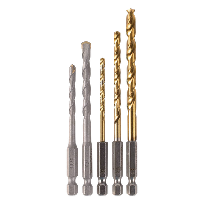 MAKITA - Juego de Brocas Hexagonales / 5 Piezas / Vástago 1/4" / Concreto y Metal / Taladros 3/8" y 1/2"
