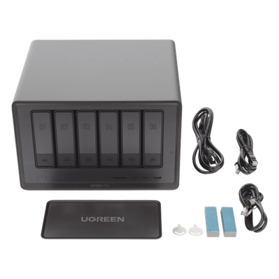 UGREEN - NAS / 6 Bahías + 2 NVMe / Intel i5 / Thunderbolt 4 / 10GbE / DDR5 64GB / HDMI
