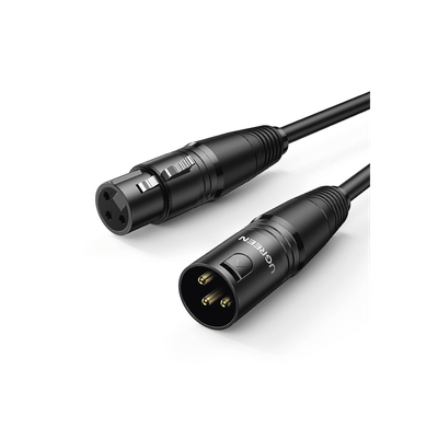 UGREEN - Cable XLR Balanceado / 3 Pines / 15 m (49.2 ft) / Triple Blindaje / Conectores Niquelados / Diámetro 6 mm