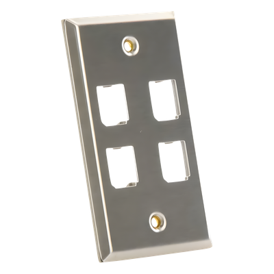 PANDUIT - Placa de Pared Vertical / Acero Inoxidable Grado 304 / 4 Puertos Mini-Com / 2.74 x 4.5 pulgadas