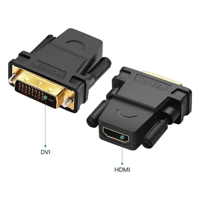 UGREEN - Adaptador DVI Macho a HDMI Hembra / 1080p@60Hz / Conectores Chapados en Oro / 3.28 pies