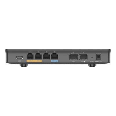 GRANDSTREAM - Router VPN Gigabit / Balanceo Multi-WAN / 30,000 sesiones NAT / 4 puertos RJ45 + 2 SFP / PoE af/at / 2.2 Gbps / 150 APs gestionados