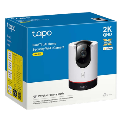 TP-LINK - Cámara IP Pan/Tilt / 2K QHD 2688 × 1520 px / Wi-Fi 6 / Visión Starlight F1.6 / Detección IA Personas-Mascotas-Vehículos / Audio Bidireccional / Privacidad Física / microSD 512 GB