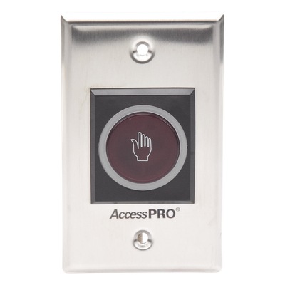 ACCESSPRO - Botón de Salida Sin Contacto / Detección IR 1 a 10 cm / Salida Relé NC/NO/COM / IP55 / Alimentación 12 VCC