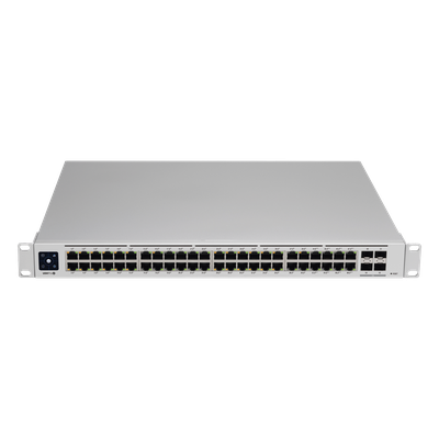 UBIQUITI - Switch PoE administrable / 48 puertos Gigabit PoE+ / PoE++ 802.3bt / 4 SFP+ 10G / 600W / 1.72' de alto