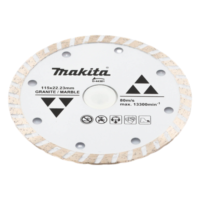 MAKITA - Disco de Diamante Turbo / 4 1/2" / Eje 7/8" / Espesor 1.8 mm / Uso en Seco / Granito, Mármol y Concreto