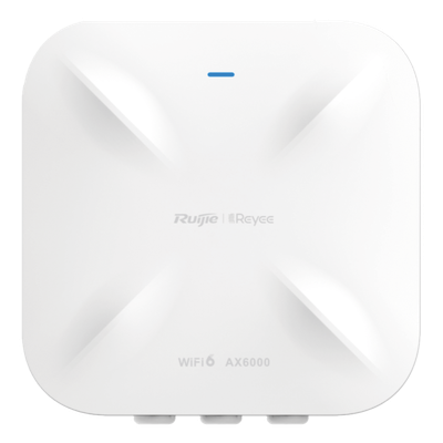 RUIJIE - Punto de Acceso Mesh Wi-Fi 6 / Banda Dual 5.95 Gbps / MU-MIMO 4x4 / Omnidireccional 360° / Puerto 2.5G PoE y SFP / Exterior Industrial