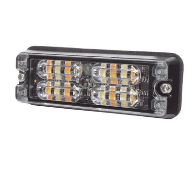 ECCO - Luz de Advertencia LED de Montaje en Superficie / 16 LED / Ámbar/Blanco / 36 Patrones Programables / IP67 / 0.5 Pulgadas de Profundidad
