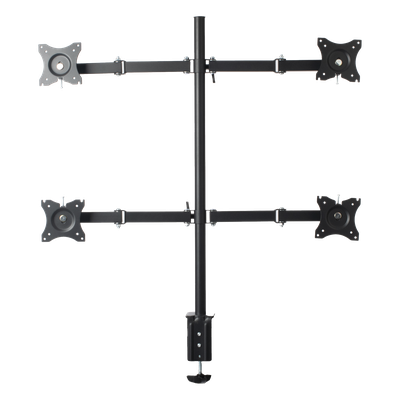 EPCOM - Soporte de Escritorio Articulado / 4 Monitores 13 a 27" / Carga 15 kg (33 lbs) por Pantalla / VESA 75x75 y 100x100 / Acero / Giro ±30°