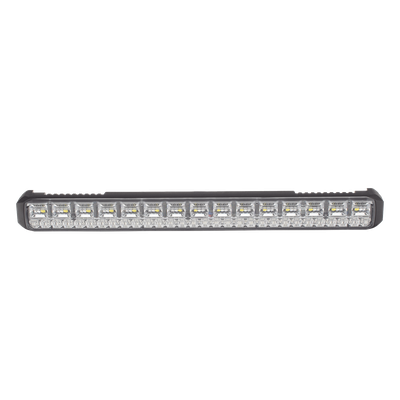 SIGNALPRO - Luz Auxiliar LED / 45 LEDs Tricolor Rojo/Azul/Blanco / 12-24 VDC / Lente Transparente / SAE / 11.42" / Halo Rojo Multifuncional