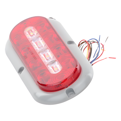 ECCO - Luz LED Ovalada Trasera / 18 LED / Rojo/Blanco/Ámbar / 7.5 Pulgadas / 69 Patrones de Destello / IP67 / 12-24 V / Perfil Bajo