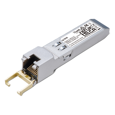 TP-LINK - Transceptor mini-GBIC SFP+ RJ45 / 10GBASE-T a 100BASE-TX / Hasta 30 m (98.4 pies) / Metal