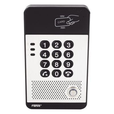 FANVIL - Audio Portero IP con 2 líneas SIP, relevador integrado, teclado numérico y lectora de tarjetas RFID para control de acceso, PoE