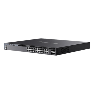 TP-LINK - Switch L3 SDN Administrable / 24 Puertos Gigabit / 4 Puertos SFP+ 10G / 128 Gbps / Ruteo Dinámico RIP/OSPF/VRRP / Fuente Redundante / 17.3 x 14.96 x 1.73 in
