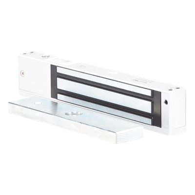 ACCESSPRO - Chapa Magnética Electromagnética / 280 kg (600 lbs) / Temporizador 0-9 s / Voltaje Dual 12/24 VDC / Sensor de Puerta NO/NC / LED Indicador