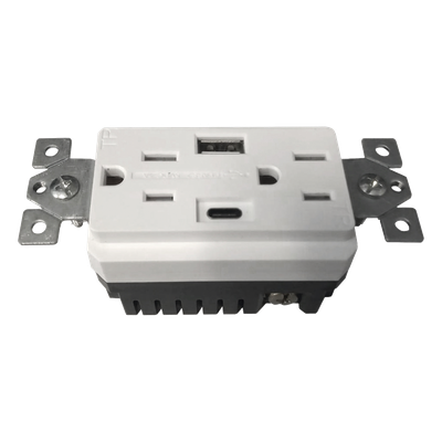 THORSMAN - Contacto Dúplex / 15 A / 100-240 V / USB-A y USB-C / 5 V 4 A / Placa Incluida