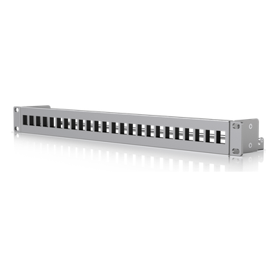 UBIQUITI - Panel Patch Keystone / 24 Puertos / 1U Rack 19" / Barra Gestión Cables / Acero SPCC / 17.4 x 2.5 x 1.7'