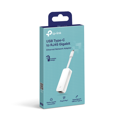 TP-LINK - Adaptador de red / Ethernet RJ45 10/100/1000Mbps / USB-C / Cable plegable / RTL8153 / 71x26x16.2 mm