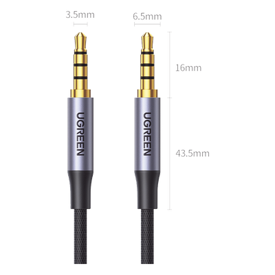 UGREEN - Cable Audio Estéreo / Conector 3.5 mm / TRRS 4 Polos / Doble Blindaje / Nylon Trenzado / 2 m (6.6 ft)