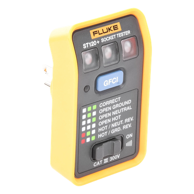 FLUKE - Probador de Tomacorriente / GFCI y Estándar / Señal Acústica / 6 Estados de Cableado / CAT III 300V / LEDs de Alto Brillo