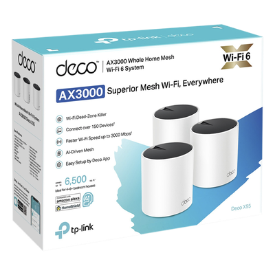 TP-LINK - Sistema Mesh Wi-Fi 6 / AX3000 Mbps / 3 Nodos / 3 Puertos Gigabit WAN/LAN / 2 Antenas Internas / Administración por App