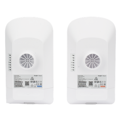 RUIJIE - Kit Punto a Punto / Wi-Fi 5 867 Mbps / 5 GHz / Alcance 5 km (16,404 ft) / Antena 16 dBi / 3 Puertos Gigabit / IP55 / Administración Cloud