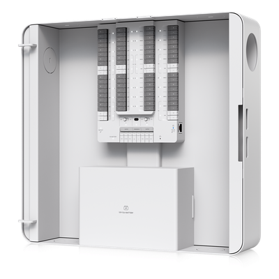 UBIQUITI - Panel Central de Alarma IP / 32 Zonas Cableadas / 2 Salidas de Relé / 6 Salidas Auxiliares 12V DC / PoE++ / Batería de Respaldo SLA