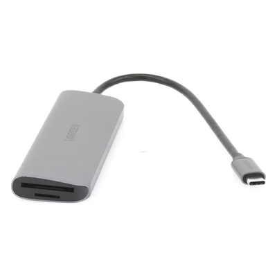 UGREEN - HUB USB-C Multipuertos / HDMI 4K@30Hz  / 3 Puertos USB-A 3.0 / Lector Tarjeta SD+TF (Uso Simultáneo) / 6 en 1 / Carcasa de Aluminio.