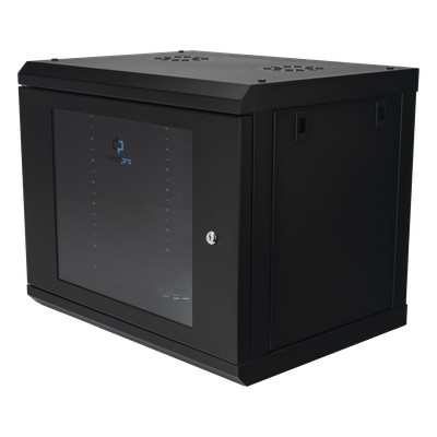 LINKEDPRO - Gabinete de Pared 9U / 19" Rack / Cristal Templado / 455 mm Profundidad (1.49 ft) / Acero Reforzado / 80 kg Carga