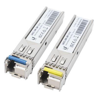 UBIQUITI - Módulo SFP / 1 Gbps / BiDi Monomodo / LC Simplex / Alcance 3 km (9842.5 ft) / Pack de 2