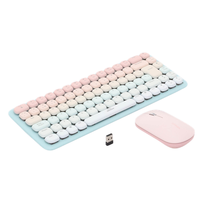 UGREEN - Paquete de Teclado y Mouse | 85 teclas en Español | Bluetooth y 2.4GHz |  Mouse Ambidiestro  | Sensor de DPI ajustable | Efectos de Iluminación del Teclado | Amplia compatibilidad | Color Rosa.