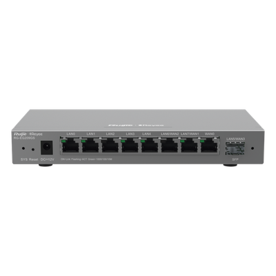 RUIJIE - Router Balanceador / 4 Servicios WAN / SD-WAN 80 Mbps / 600 Mbps Rendimiento / 200 Clientes / 16 VLAN / Montaje Rack