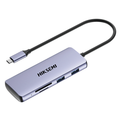 HIKSEMI BY HIKVISION - Hub USB-C 8 en 1 / HDMI 4K@30Hz / 3x USB 3.0 5 Gbps / Lector SD + Micro SD / PD 100W / Aluminio 112 mm (4.4 in)