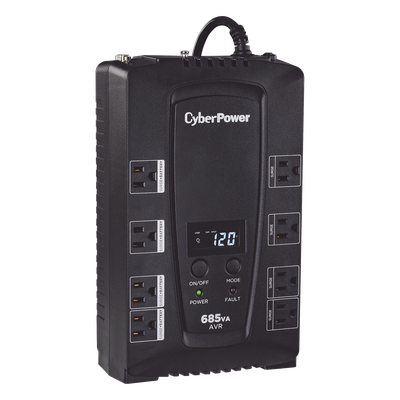 CYBERPOWER - UPS de 685 VA/390 W, Topología Línea Interactiva, Entrada 120 Vca NEMA 5-15P, Tipo Gabinete Compacto, Con 8 Tomas NEMA 5-15R