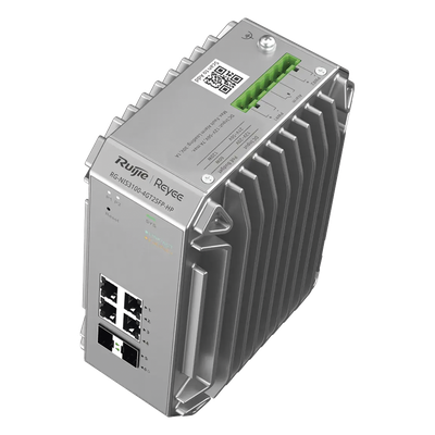RUIJIE - Switch Industrial PoE / 4 Puertos Gigabit 802.3af/at / 2 Puertos SFP / Administrable Cloud / Grado Industrial / Protección contra Descargas