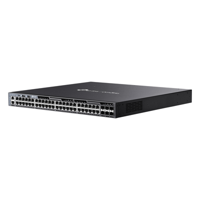 TP-LINK - Switch L3 Gestionable Apilable / 48 Puertos Gigabit PoE+ / 6 Ranuras 10G SFP+ / Presupuesto PoE 1440W / Apilamiento 8 Unidades / Enrutamiento OSPF / Gestión Cloud
