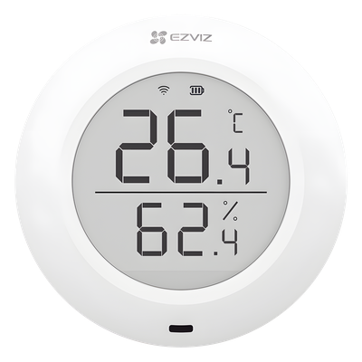 EZVIZ - Sensor de Temperatura y Humedad / Zigbee 2.4GHz / Pantalla LCD / Batería CR2450 3V / -10°C a +60°C / 5.28 x 2.03 in