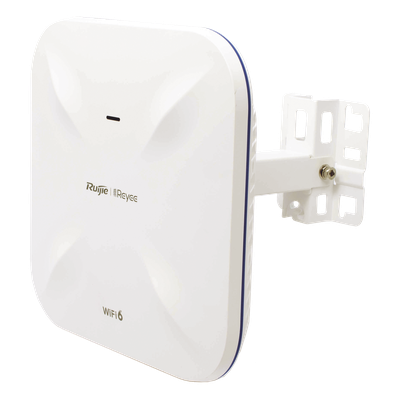 RUIJIE - Punto de Acceso Mesh Wi-Fi 6 / 2.4 GHz 574 Mbps / 5 GHz 1200 Mbps / PoE Gigabit / SFP Óptico / 4 dBi y 6 dBi / Exterior 360°