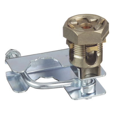 PANDUIT - Abrazadera de Tierra para Piso Falso / 2 Conductores 6-1/0 AWG (16-50 mm²) / Pedestal Cuadrado 22 mm (7/8') / Pedestal Redondo 25-29 mm (1' a 1 1/8') / Bronce / TIA-607-A