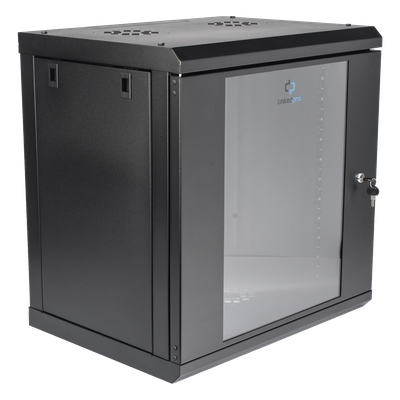 LINKEDPRO - Gabinete de Pared / 12U / 19" / 455 mm Profundidad / Cristal Templado / 80 kg Carga / 1.99 x 2.04 x 1.57 pies
