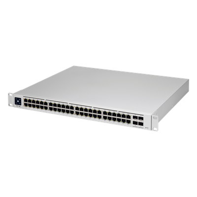 UBIQUITI - Switch PoE administrable / 48 puertos Gigabit PoE+ / PoE++ 802.3bt / 4 SFP+ 10G / 600W / 1.72' de alto