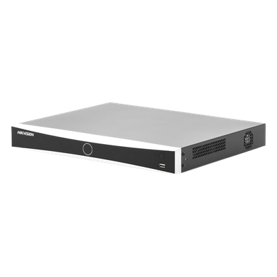 HIKVISION - (ACUSENSE / Evita Falsas Alarmas) NVR 12 Megapixel (4K) / Reconocimiento Facial / 8 Canales IP / Base de Datos / 8 Puertos PoE+ / 2 Bahías de Disco Duro / Switch PoE 300 mts Modo Extendido
