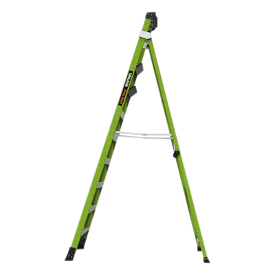 LITTLE GIANT LADDER SYSTEMS - Escalera de Fibra de Vidrio / 3.05 m (10 ft) / Capacidad 170 kg (375 lbs) / Tipo IAA / Doble Configuración / Almohadilla Giratoria / Peldanos Extra Anchos