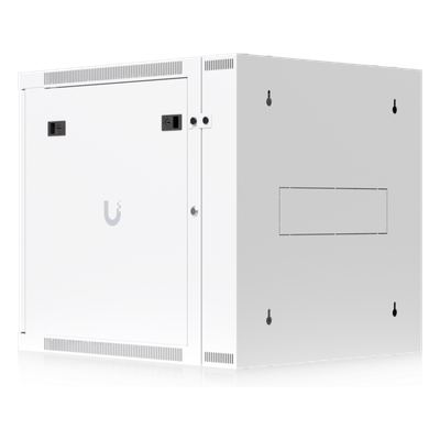 UBIQUITI - Gabinete Rack 12U / 600x703 mm / Puerta Vidrio Templado / Puerta Trasera Abatible / Paneles Laterales con Llave / Acero SPCC 1.2 mm
