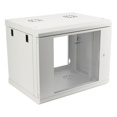 LINKEDPRO - Gabinete de Pared 9U / Rack 19" / Cristal Templado / Profundidad 479.5 mm / Carga 80 kg / Acero Reforzado