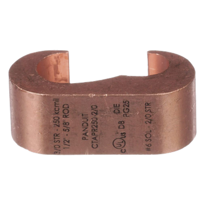 PANDUIT - Conector de Puesta a Tierra Estilo E / Conductor Cobre 6-2 AWG / Varilla 1/4" (6.4 mm) / Cobre Alta Conductividad / 0.75" (19.1 mm) Longitud